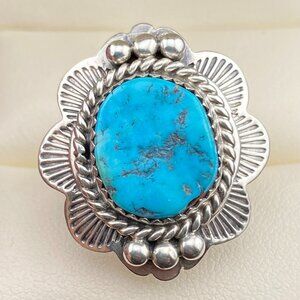 RARE Native American JWK John W Kessler Turquoise Sterling Silver Ring Sz. 7.5